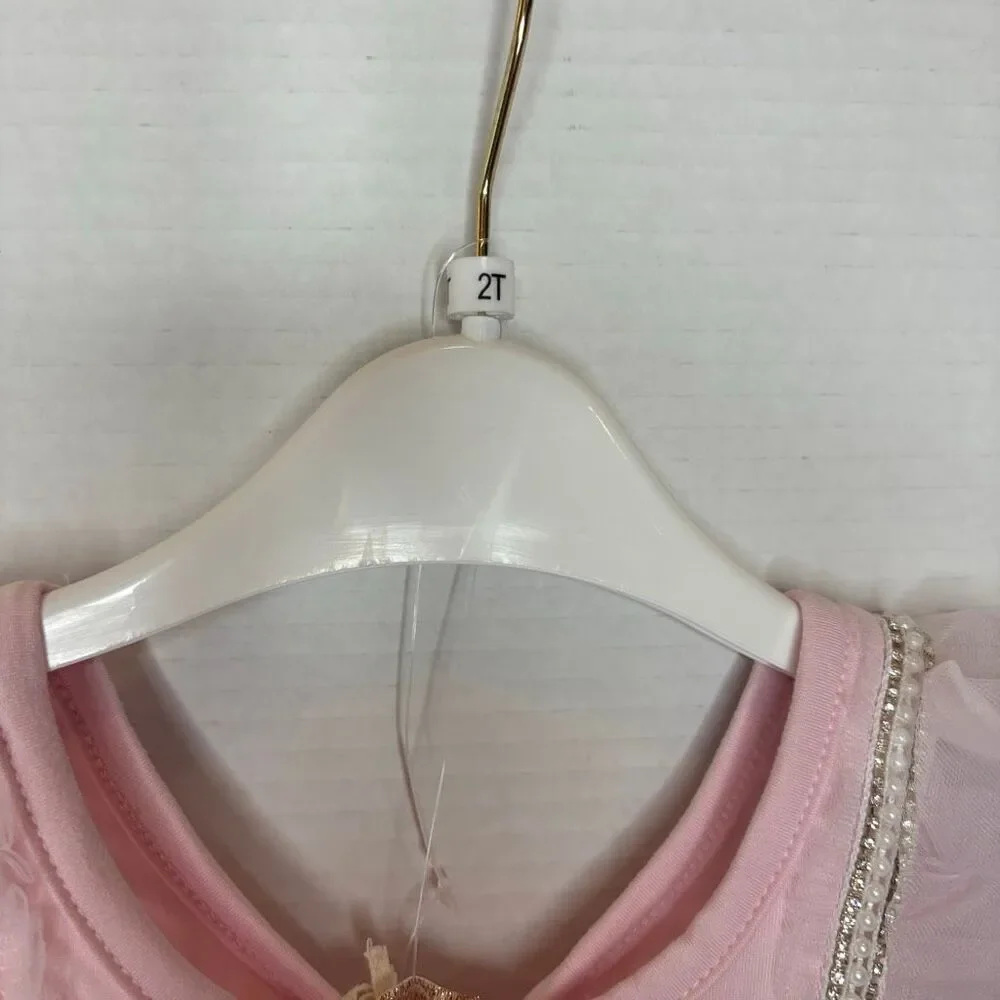 Jessica Simpson Pink Faux Pearl Rhinestone Tule Tutu Dress Up Dress Tiara 2T NWT